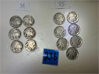 Buffalo Nickels (13) 1934's and 1935's