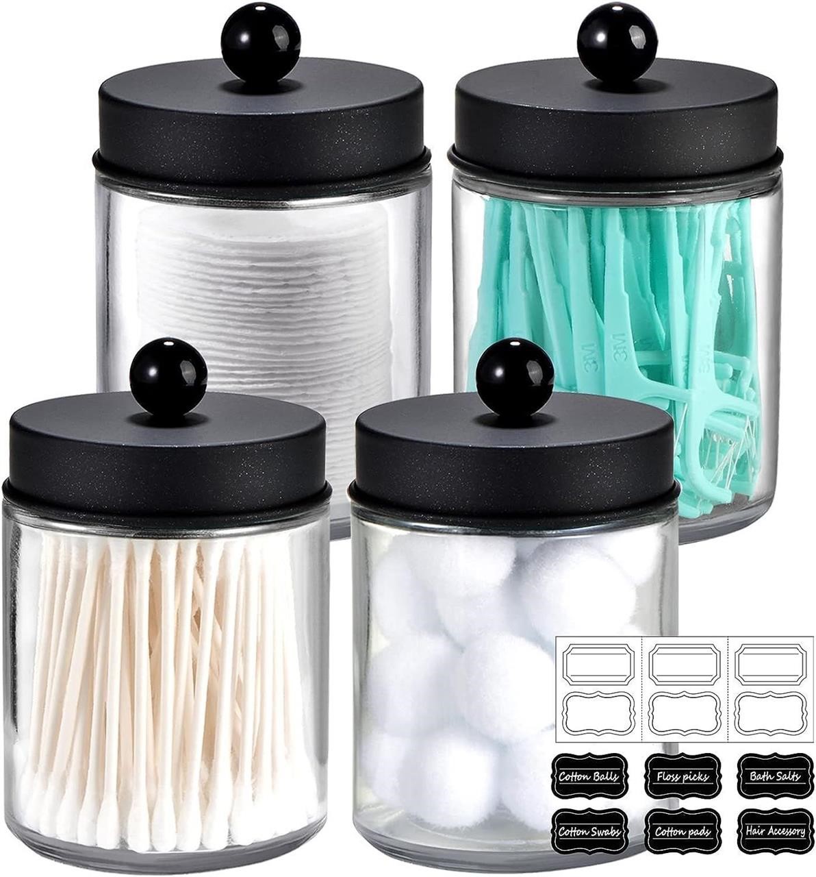 4 Pack Apothecary Jars Bathroom Vanity Storage Org