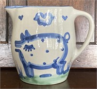 M A Hadley Hand Painted Pig Motif Pitcher