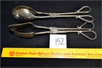 Set of 2 Serving Tongs Marked EP Zinc