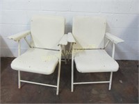 Vintage Metal Folding Chairs 2 pc lot