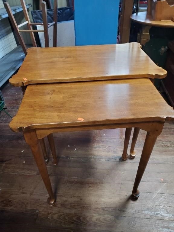 2 Vtg. Maple Ethan Allen Stack Tables