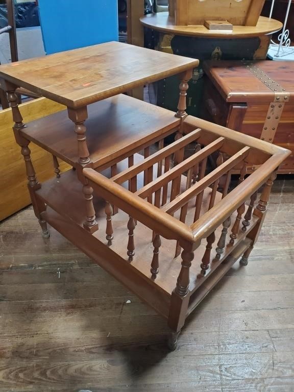 Unusual 4 Tier End Table w/Magazine Section