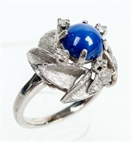 Jewelry 14k White Gold Star Sapphire Cocktail Ring