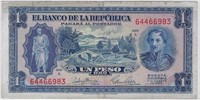 Colombia 1 peso 1953 Aug 7,Fancy SN+Gift!! COD3