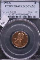 1998 S PCGS PF69 RED DC LINCOLN CENT