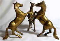 Brass Rearing Horses Figure Statue