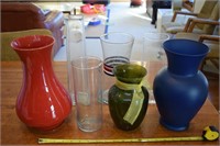 (7) vases lot - 1 (red) ceramic