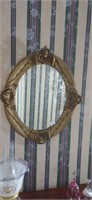 Victorian Gesso & Wooden Oval Mirror  27" t x 24"