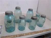 8 Blue Ball Cleaing Jars w/ Zinc Lids