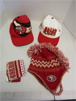 SF 49ers Mohawk Beanie , 2 Hats , Handkerchief