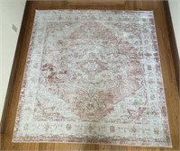 Square Pale Pink/White Oriental Rug