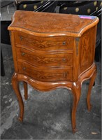 Vintage French Inlaid Burl Fruitwood Side Table
