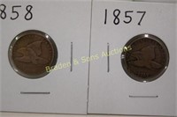 US 1857 AND 1858 FLYING EAGLE PENNIES