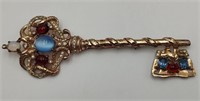 Large Corocraft Sterling Crown Key Brooch c.1940s