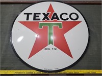 30" DOUBLE SIDED Texaco dated 1946 porcelain sign