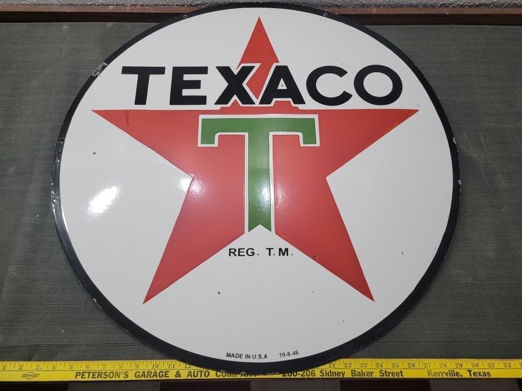 1946 TEXACO 30" double sided porcelain sign