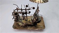 Brass music box with scene