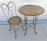 Old Ice Cream Table & Chair