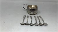 Sterling Silver Childs Cup With Sterling Spoons