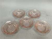 Jeanette Cherry Pink Depression Glass Bowls