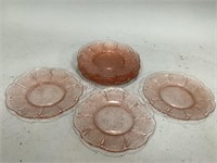Jeanette Cherry Pink Depression Glass Plates