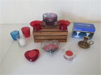 Candle Holders & Small Wooden Box