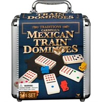 Mexican Train Dominoes Game in Aluminum Carry Case