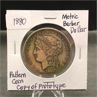 1880 Metric Barber Dollar Pattern Coin