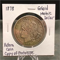 1878 Goloid Metric Dollar Pattern Coin