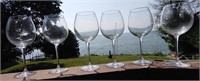 Six Crystal Wine Glasses 9"