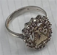 925 Silver Ring with 10k Gold Details size 9