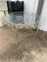 Patio Table Glass Top Wrought Iron Base