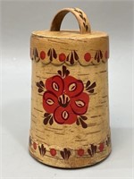 Russian hand painted birch bark container