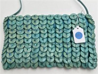 MCM TURQUOISE GSL BEADED HAND BAG/CLUTCH