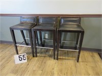 3 Short Black Bar Stools