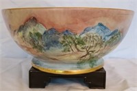 RARE Barbra Gallagher hand painted August bowl