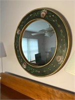Floral Hand Painted Circle Mirror