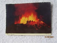 Postcard Scalloped Edge Volcano Eruption 1960