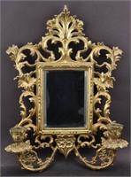Ornate Brass Girandole Mirror