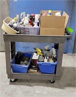Rolling Cart and Cleaners