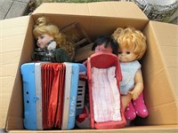 Box Lot Vintage Toys & Furniture Dolls MORE