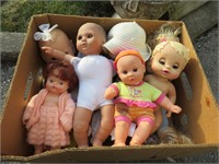 Box Lot Old Baby Dolls Toy Collection