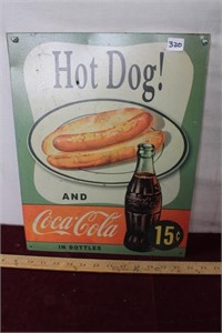 Hot Dog Coca Cola Metal Sign
