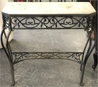 Metal Console Table with Marble Top
