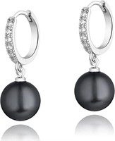Elegant .24ct White Topaz & Black Pearl Earrings