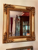 Ornate Gilt & Ivory Wooden Mirror
