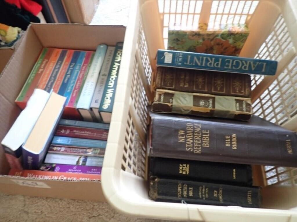 Box w/ Books + Laundry Basket w/ Books!