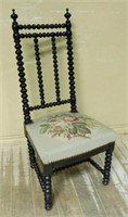 Petit Point Needle Worked Bobbin Turned Chair.