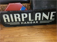 Metal Sign. Airplane Hanger. Reproduction. 30" lo